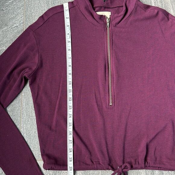NWT REVOLVE Chaser Long Sleeve 3/4 Zipper Mock Neck Semi Cropped Tee Brandy S - Picture 7 of 14